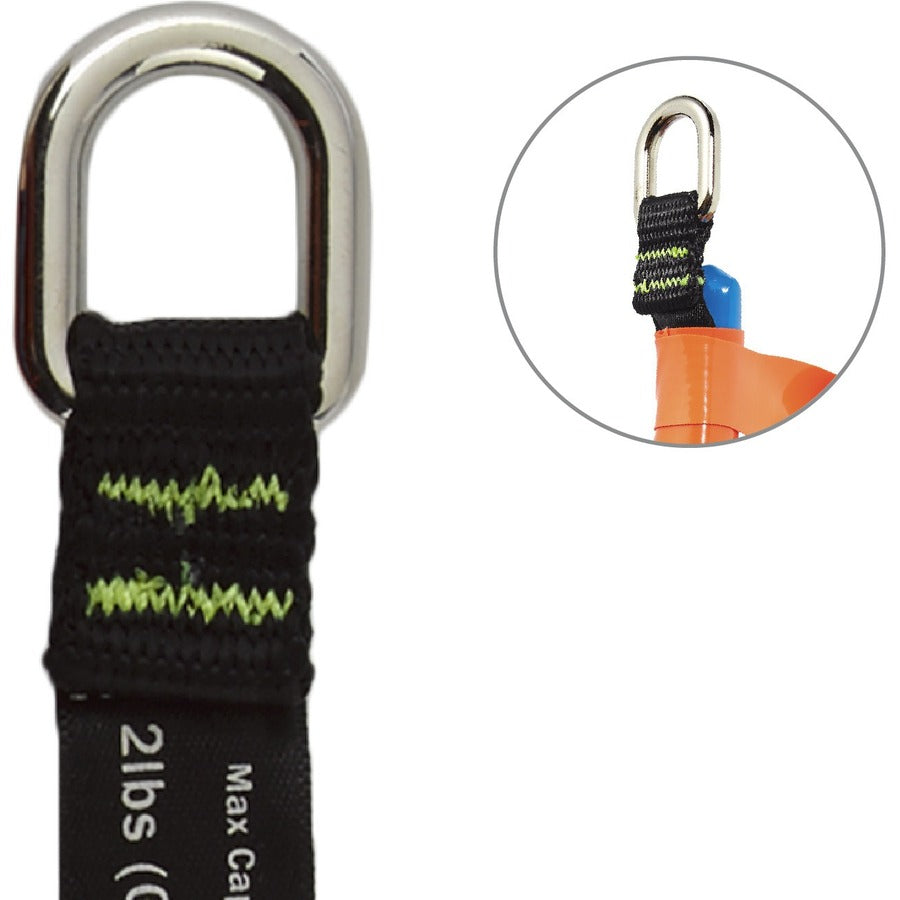 Ergodyne 3700 Web Tool Tether Attachment - D-Ring Tool Tails - 2lbs (6-Pack) - 9.5" Height x 0.3" Width - Black - Nylon Webbing - 6 / Pack