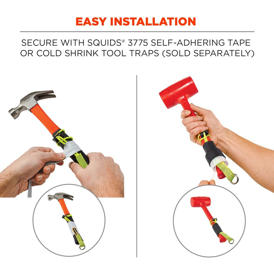 Ergodyne 3703 Elastic Tool Tether Attachment - Loop Tool Tails - 15lbs (3-Pack) - 9.5" Height x 0.3" Width - Lime - Elastic, Nylon - 3/Each - 18 / Carton