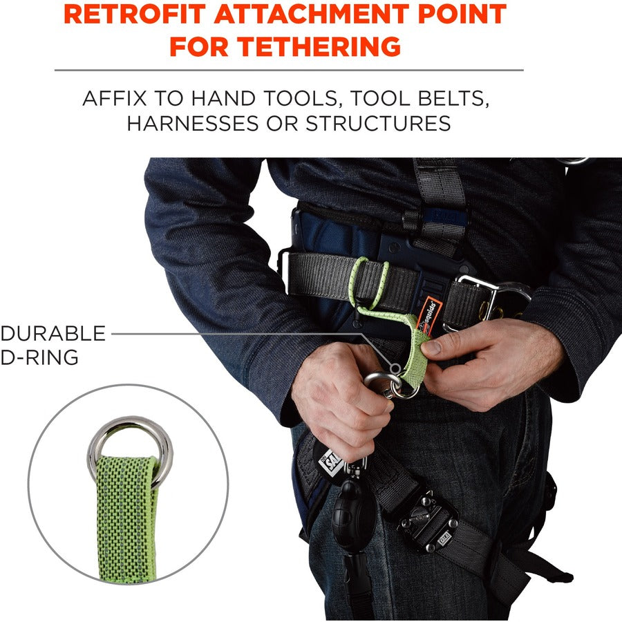 Ergodyne 3703 Elastic Tool Tether Attachment - Loop Tool Tails - 15lbs (3-Pack) - 9.5" Height x 0.3" Width - Lime - Elastic, Nylon - 3/Each - 18 / Carton