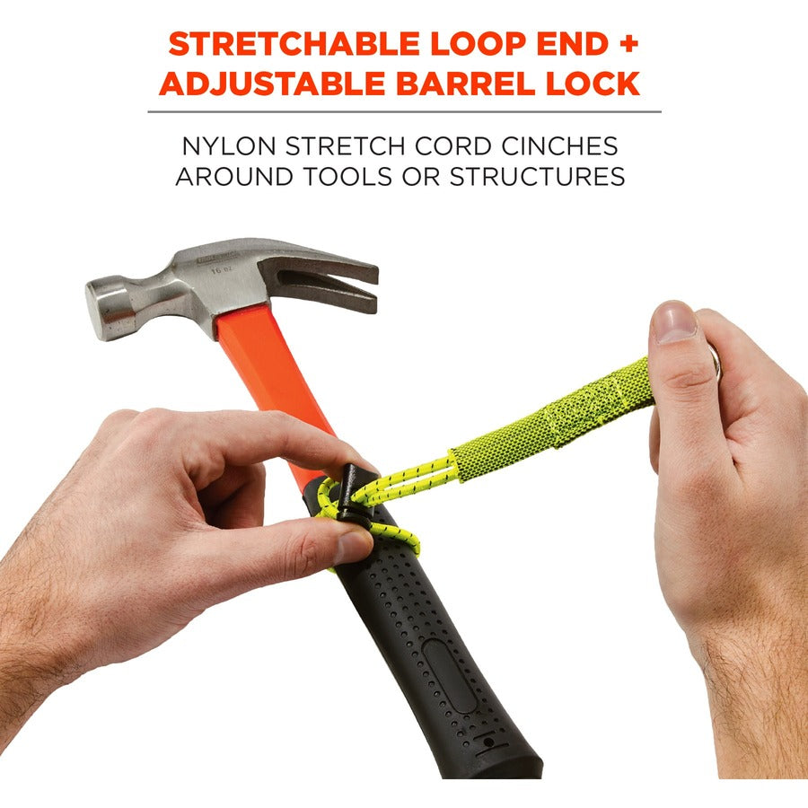 Ergodyne 3703 Elastic Tool Tether Attachment - Loop Tool Tails - 15lbs (3-Pack) - 9.5" Height x 0.3" Width - Lime - Elastic, Nylon - 3/Each - 18 / Carton