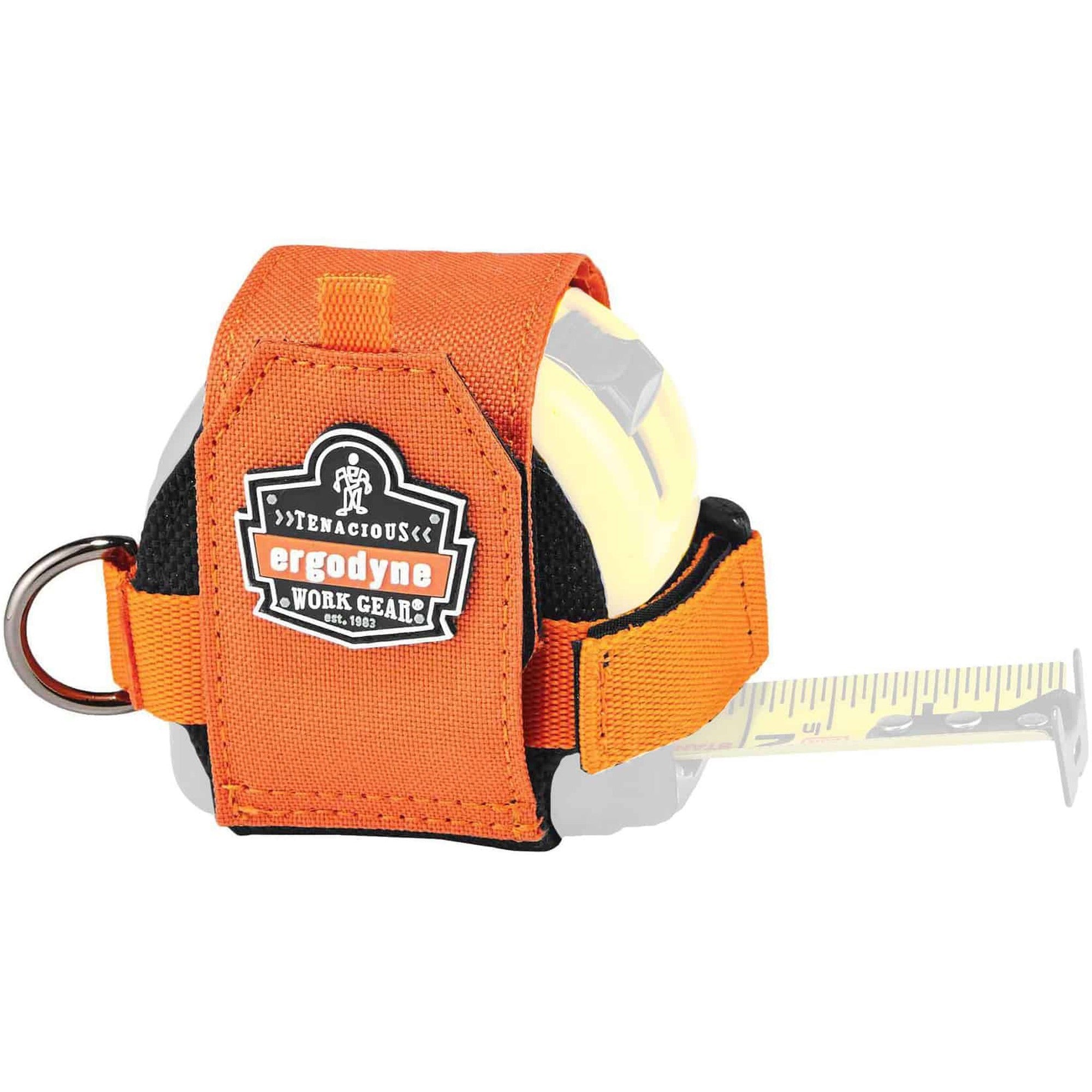Ergodyne 3770 Tape Measure Holder / Belt Clip - 2.5" Height x 3.6" Width - Orange - Polyester, Stainless Steel - 1 Each