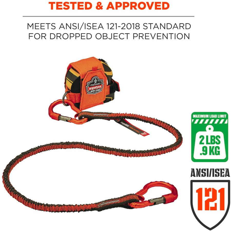 Ergodyne 3770 Tape Measure Holder / Belt Clip - 2.5" Height x 3.6" Width - Orange - Polyester, Stainless Steel - 1 Each