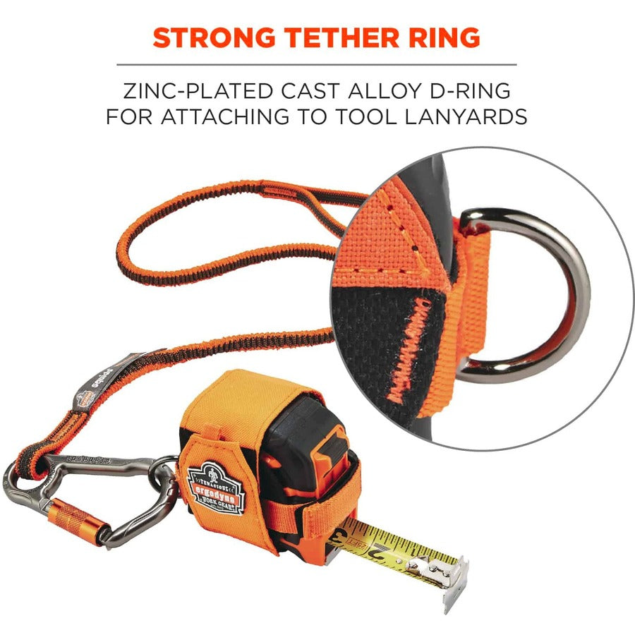Ergodyne 3770 Tape Measure Holder / Belt Clip - 2.5" Height x 3.6" Width - Orange - Polyester, Stainless Steel - 1 Each