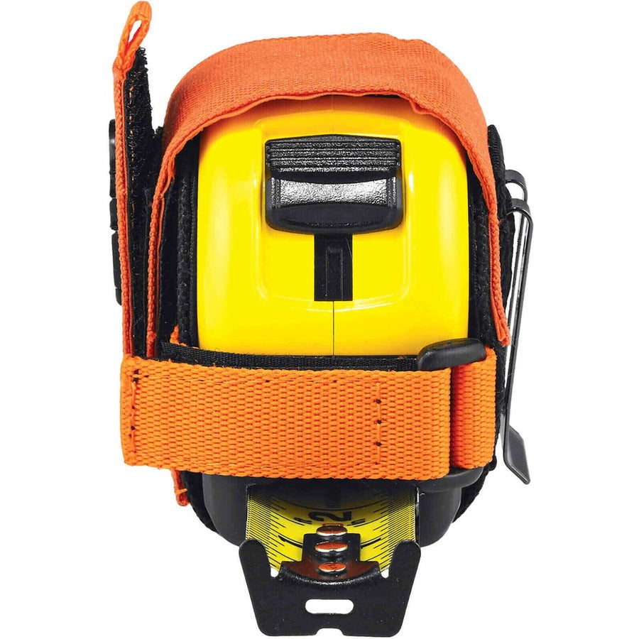Ergodyne 3770 Tape Measure Holder / Belt Clip - 2.5" Height x 3.6" Width - Orange - Polyester, Stainless Steel - 1 Each