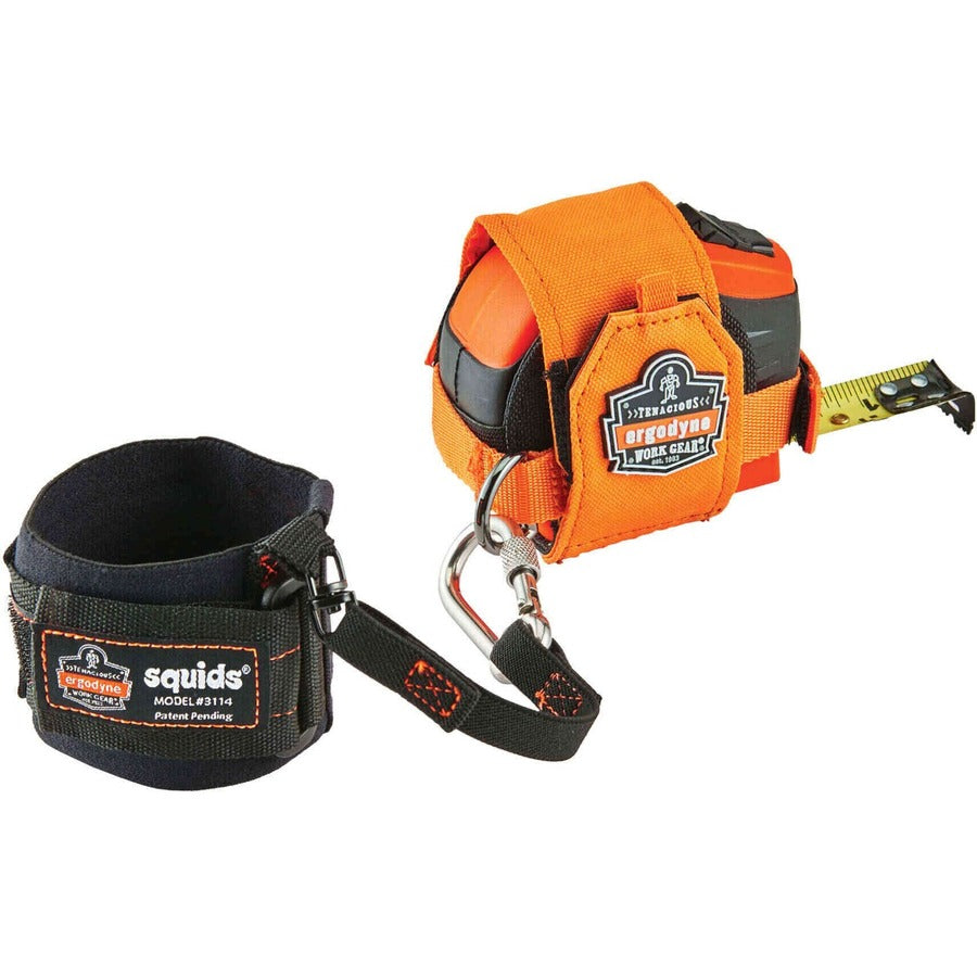 Ergodyne 3770 Tape Measure Holder / Belt Clip - 2.5" Height x 3.6" Width - Orange - Polyester, Stainless Steel - 1 Each