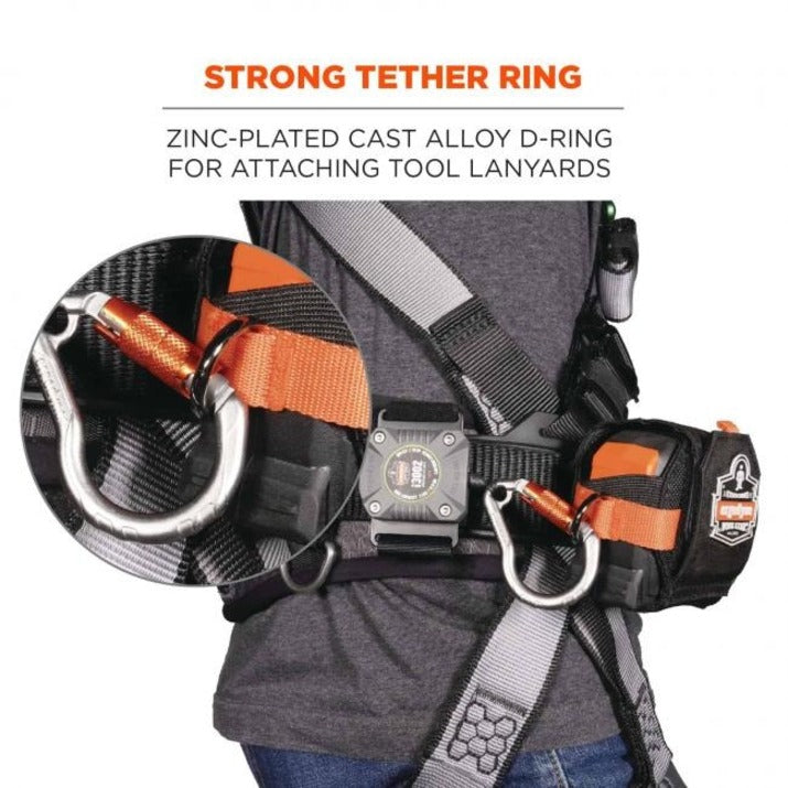 Ergodyne 3770 Tape Measure Holder / Belt Clip - 2.5" Height x 3.6" Width - Black - Polyester, Stainless Steel, Cast Zinc Alloy - 1 Each
