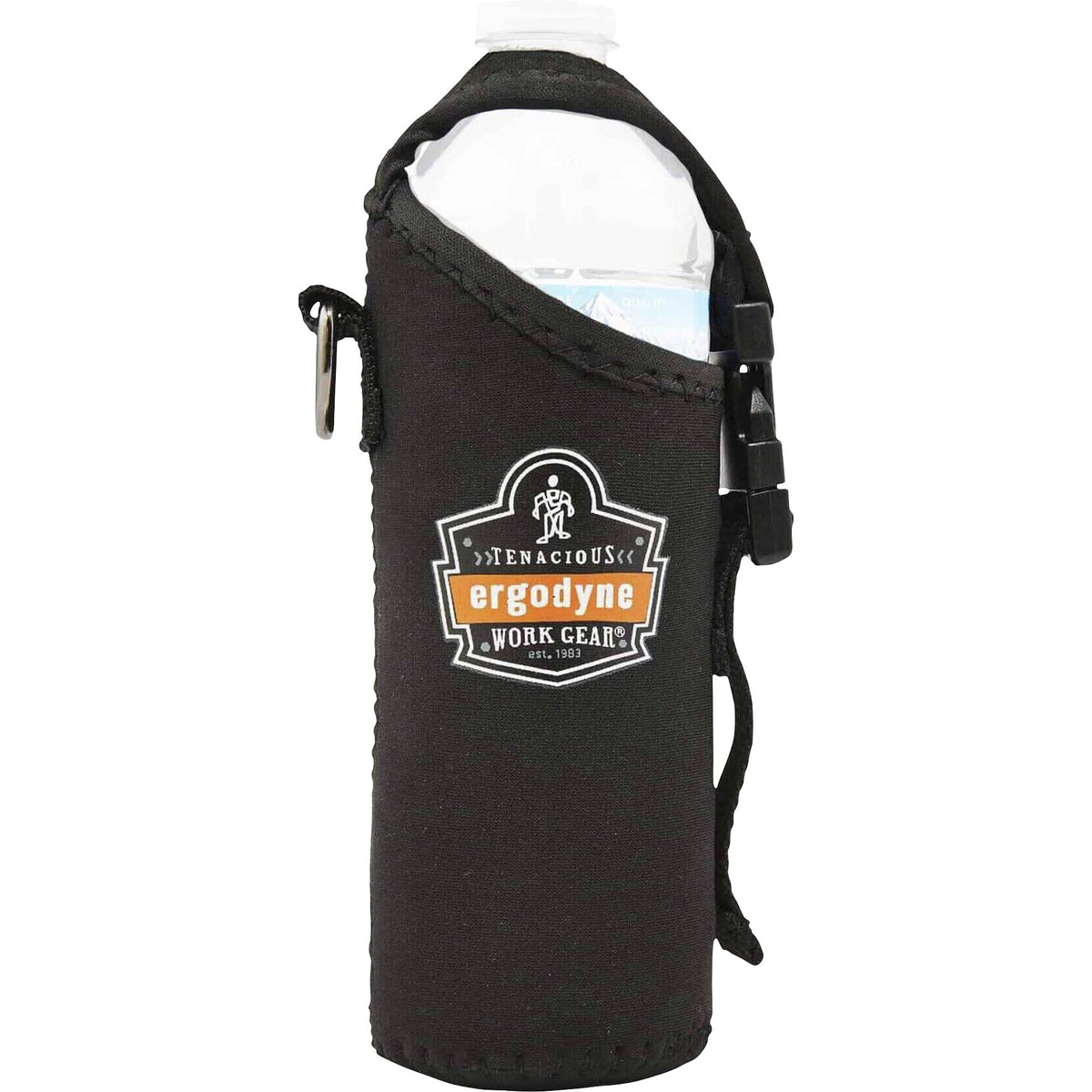 Ergodyne 3775 Can/Bottle Holder & Trap, Black, Stainless Steel/Zinc/Neoprene/Nylon, 2.5" H x 3.6" W, 1 Each
