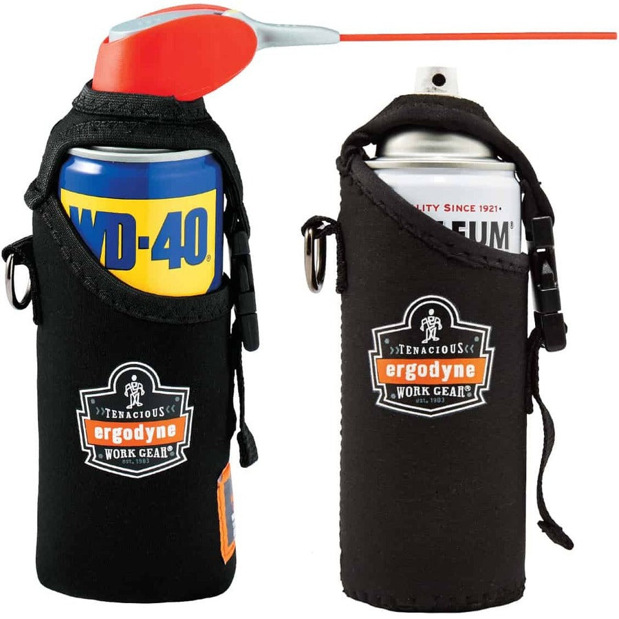 Ergodyne 3775 Can/Bottle Holder & Trap, Black, Stainless Steel/Zinc/Neoprene/Nylon, 2.5" H x 3.6" W, 1 Each