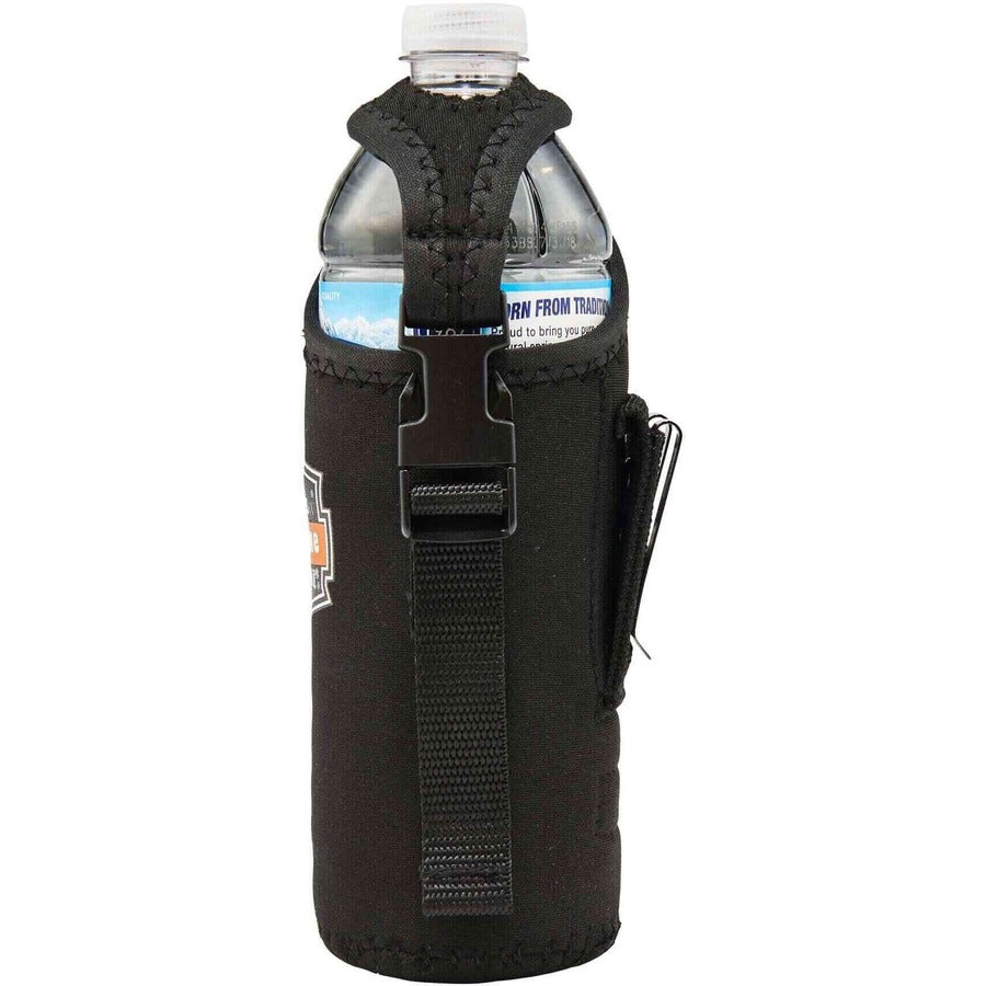 Ergodyne 3775 Can/Bottle Holder & Trap, Black, Stainless Steel/Zinc/Neoprene/Nylon, 2.5" H x 3.6" W, 1 Each