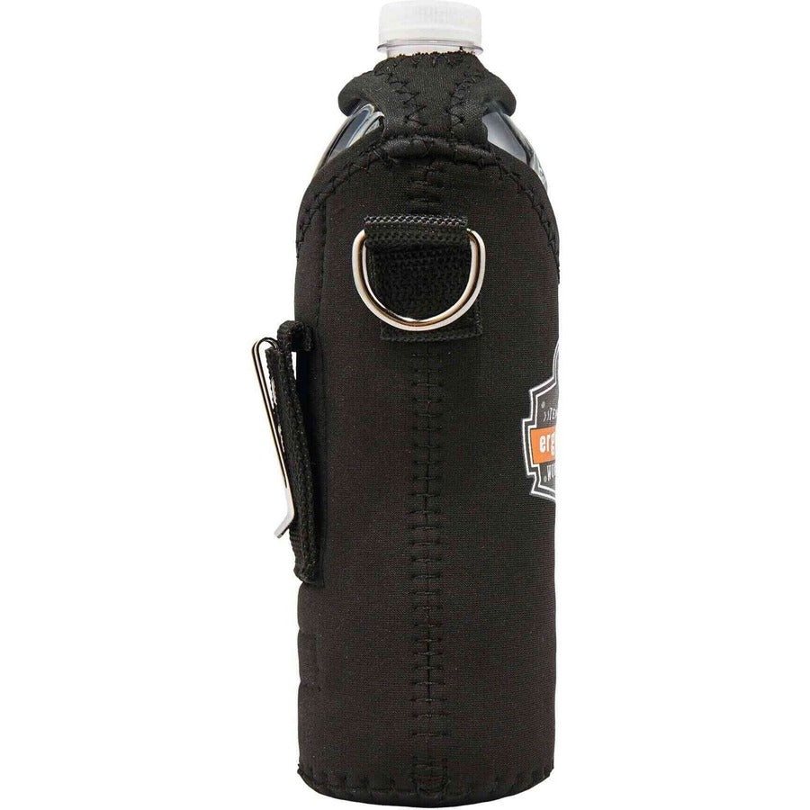 Ergodyne 3775 Can/Bottle Holder & Trap, Black, Stainless Steel/Zinc/Neoprene/Nylon, 2.5" H x 3.6" W, 1 Each