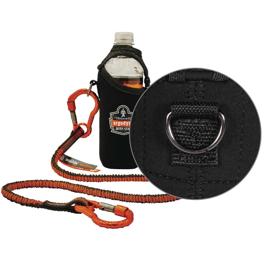 Ergodyne 3775 Can/Bottle Holder & Trap, Black, Stainless Steel/Zinc/Neoprene/Nylon, 2.5" H x 3.6" W, 1 Each