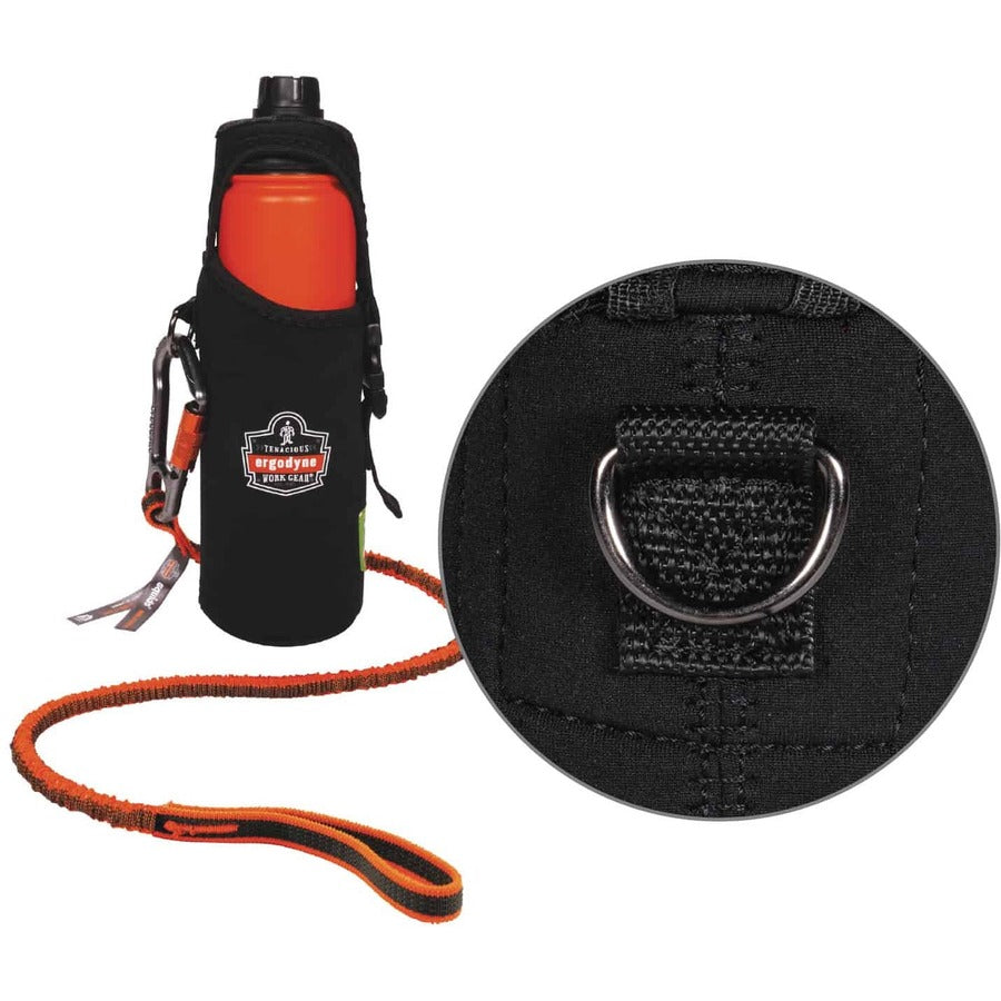 Ergodyne 3775 Can/Bottle Holder & Trap, Black, Stainless Steel/Zinc/Neoprene/Nylon, 2.5" Height x 3.6" Width, 1 Each