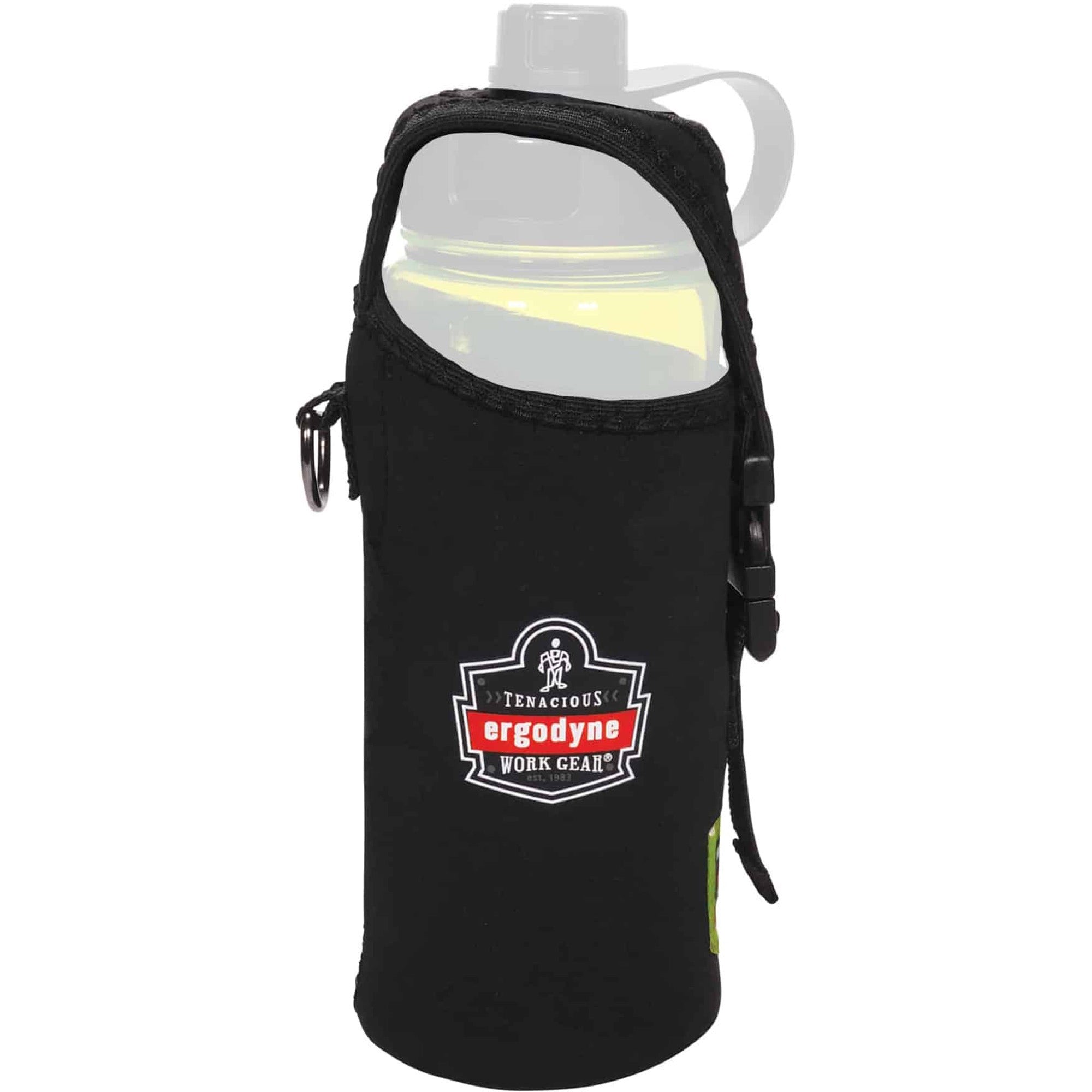 Ergodyne 3775 Can/Bottle Holder & Trap, Black, Stainless Steel/Zinc/Neoprene/Nylon, 2.5" Height x 3.6" Width, 1 Each