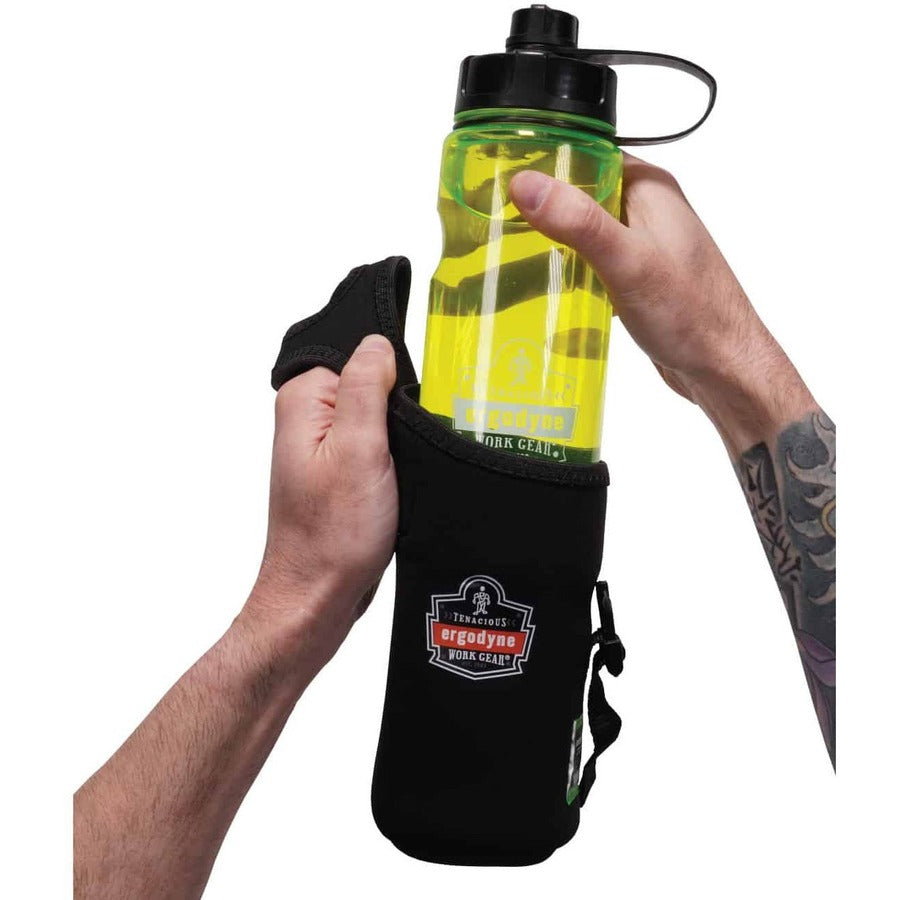 Ergodyne 3775 Can/Bottle Holder & Trap, Black, Stainless Steel/Zinc/Neoprene/Nylon, 2.5" Height x 3.6" Width, 1 Each