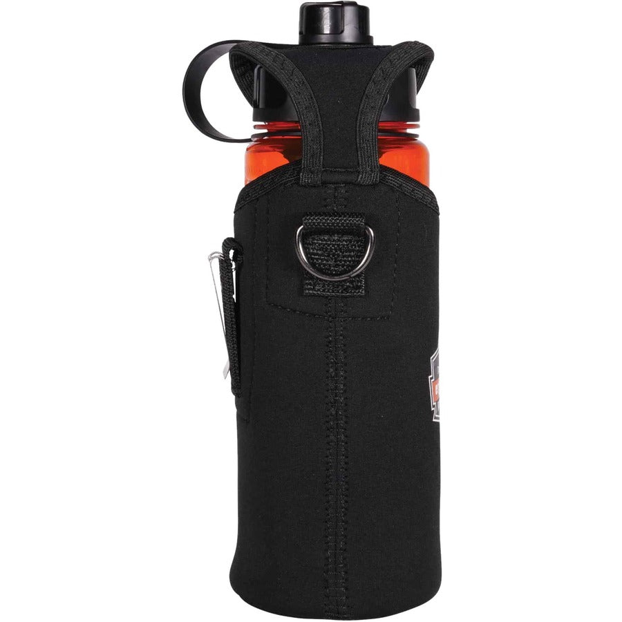 Ergodyne 3775 Can/Bottle Holder & Trap, Black, Stainless Steel/Zinc/Neoprene/Nylon, 2.5" Height x 3.6" Width, 1 Each