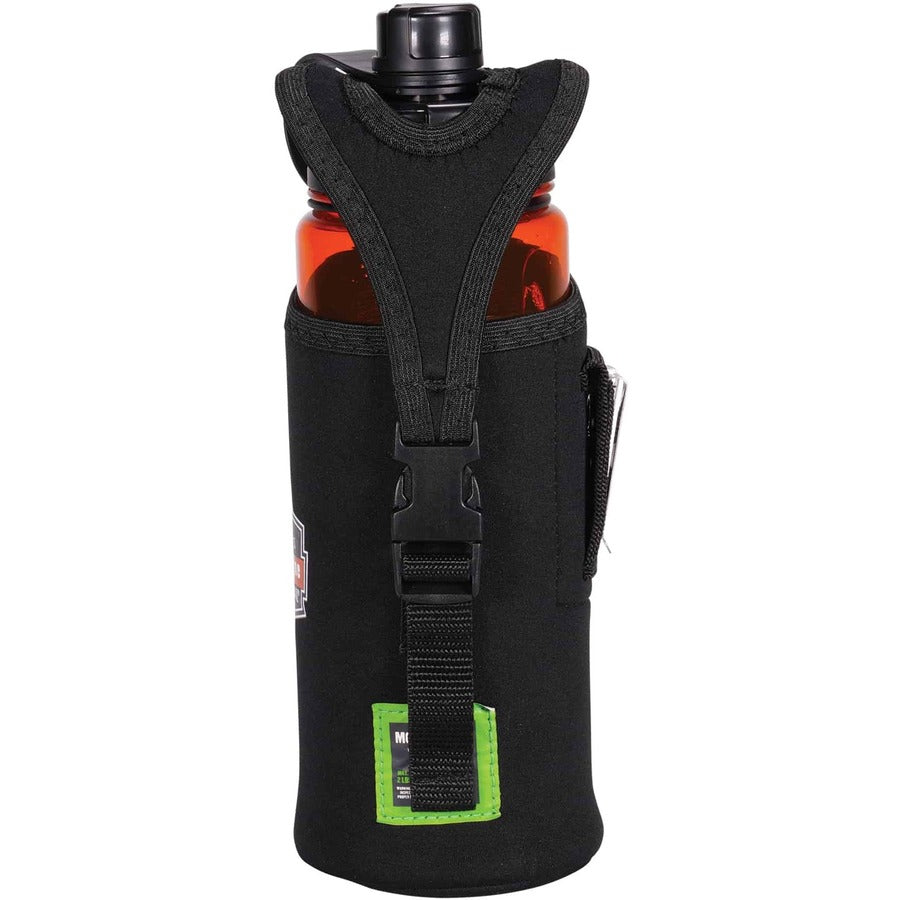 Ergodyne 3775 Can/Bottle Holder & Trap, Black, Stainless Steel/Zinc/Neoprene/Nylon, 2.5" Height x 3.6" Width, 1 Each