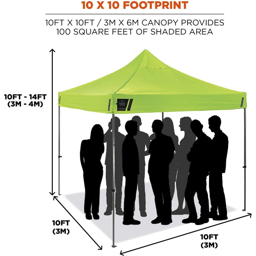 Ergodyne 6000 Heavy-Duty Pop-Up Tent - 10ft x 10ft / 3m x 3m - Canopy StyleLime - Acrylonitrile Butadiene Styrene (ABS), Plastic, Polyester, Polyurethane - Steel Frame