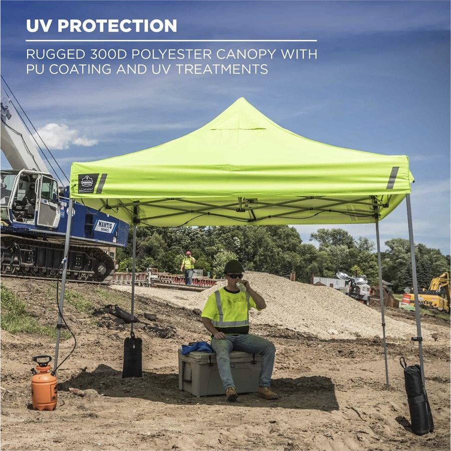 Ergodyne 6000 Heavy-Duty Pop-Up Tent - 10ft x 10ft / 3m x 3m - Canopy StyleBlue - Acrylonitrile Butadiene Styrene (ABS), Plastic, Polyester, Polyurethane - Steel Frame