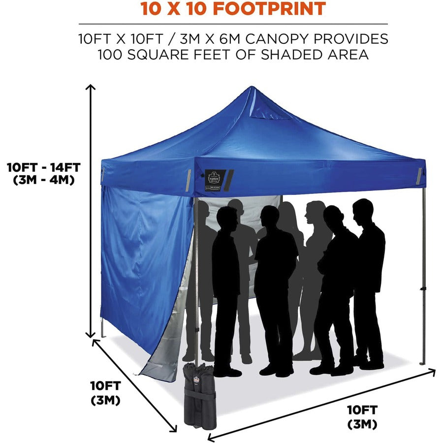 Ergodyne 6051 Heavy-Duty Pop-Up Tent Kit - 10ft x 10ft / 3m x 3m - Canopy StyleBlue - Acrylonitrile Butadiene Styrene (ABS), Plastic, Polyester, Polyurethane - Steel Frame