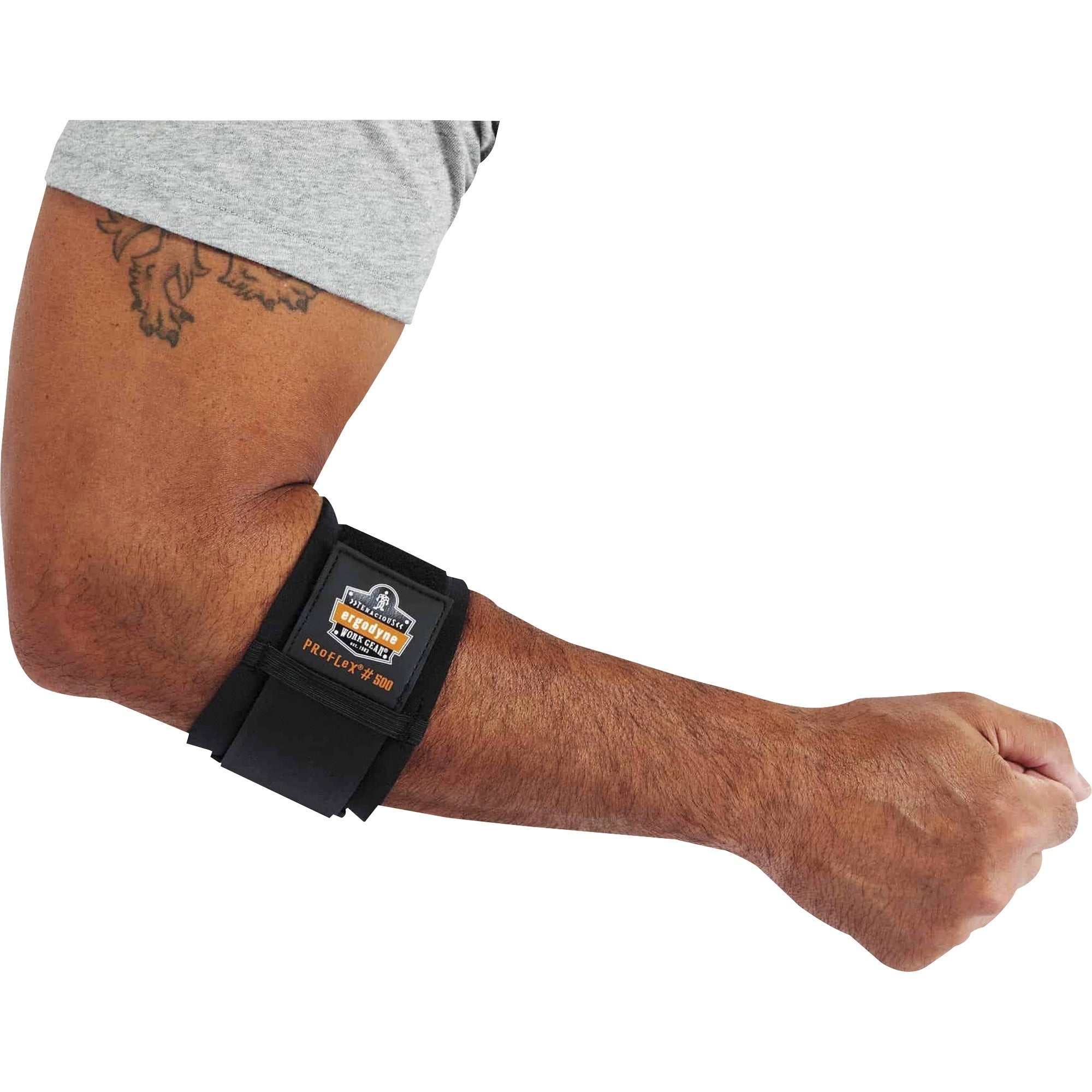 Ergodyne ProFlex 500 Elbow Support - 9" to 10" Elbow Circumference - Black - Nylon Laminated Neoprene - 1 Each