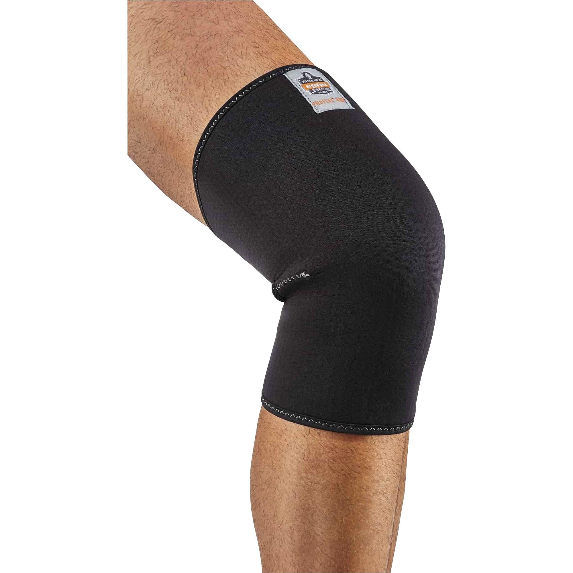 Ergodyne ProFlex 600 Single Layer Neoprene Knee Sleeve - 16" to 18" Knee Circumference - Black - Neoprene, Spandex - 1 Each