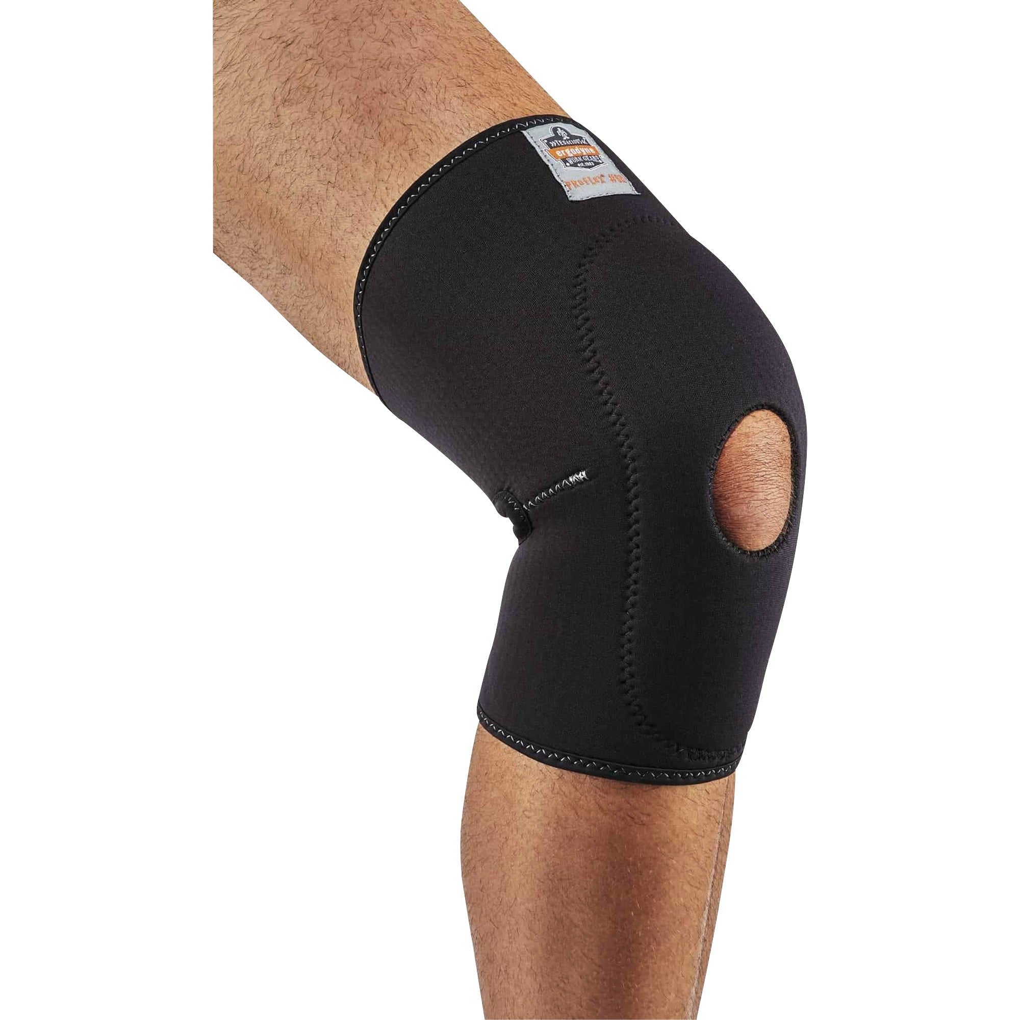 Ergodyne ProFlex 615 Knee Sleeve with Open Patella/Anterior Pad, Large, Black, Neoprene/Spandex, 1 Each
