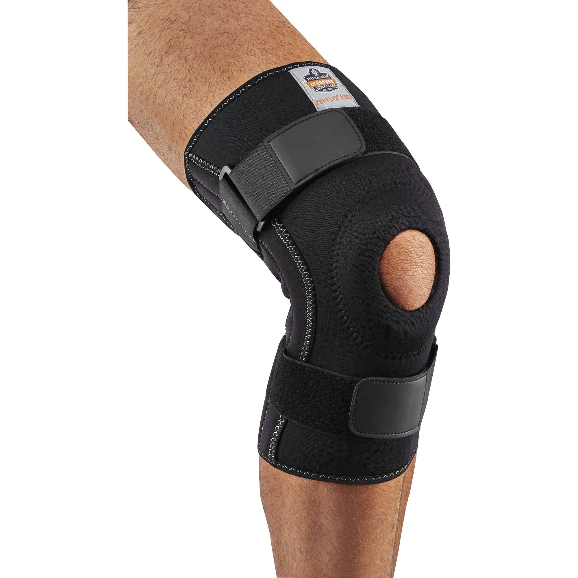 Ergodyne ProFlex 620 Knee Sleeve with Open Patella and Spiral Stays, Black, Neoprene, Medium, 1 Each