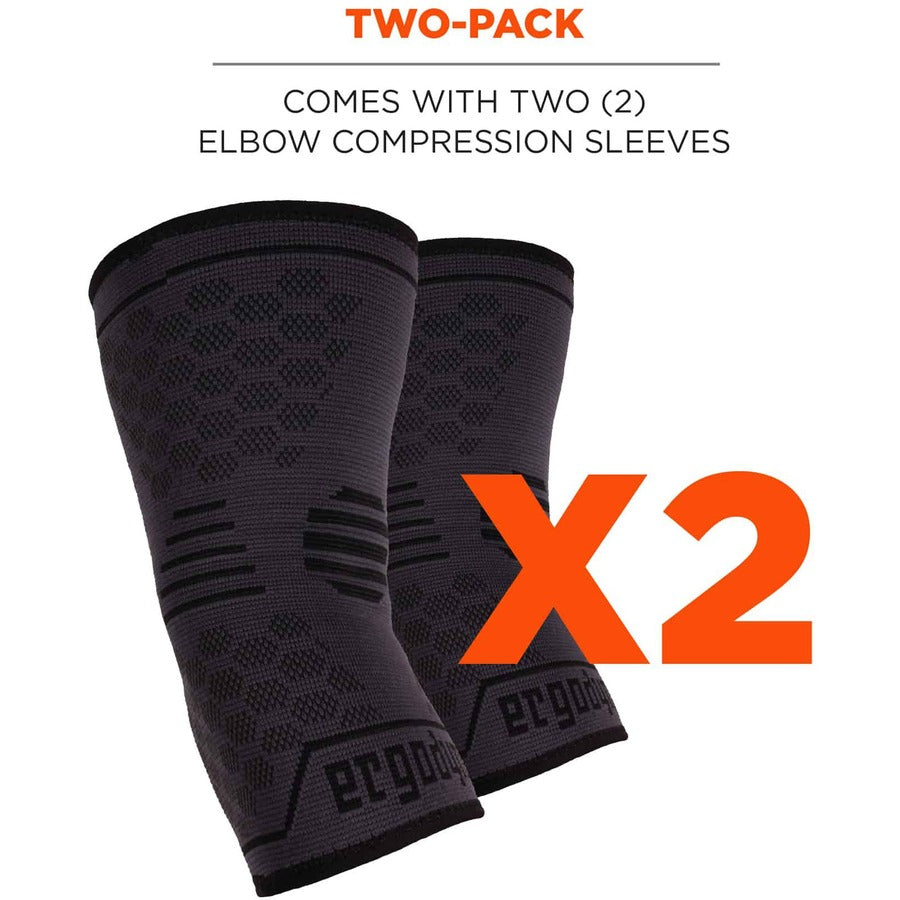 Ergodyne ProFlex 651 Elbow Compression Sleeve, Small, 9.06"–10.63" Elbow Circumference, Black, Elastic, 1 Each