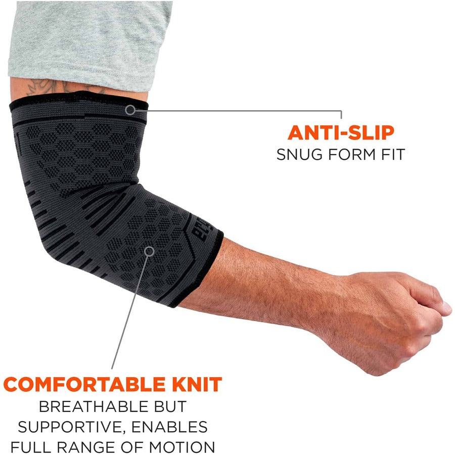 Ergodyne ProFlex 651 Elbow Compression Sleeve, Large, 12.99"–14.96" Circumference, Black, Elastic, 1 Each