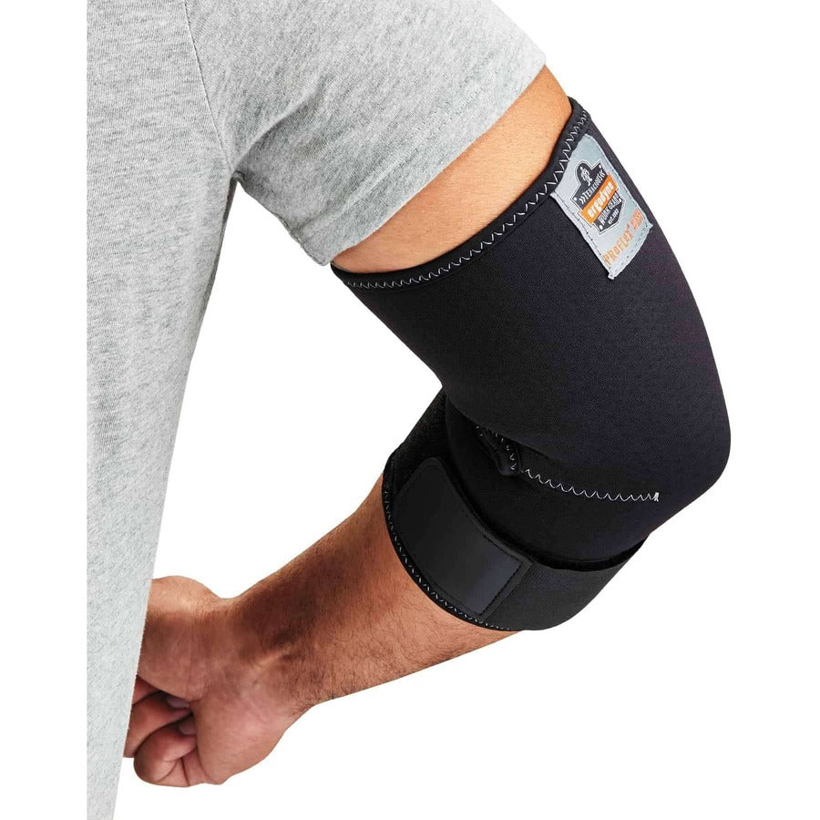 Ergodyne ProFlex 655 Elbow Sleeve with Strap, Black, Neoprene/Spandex, Large, Ambidextrous, Adjustable, 1 Each