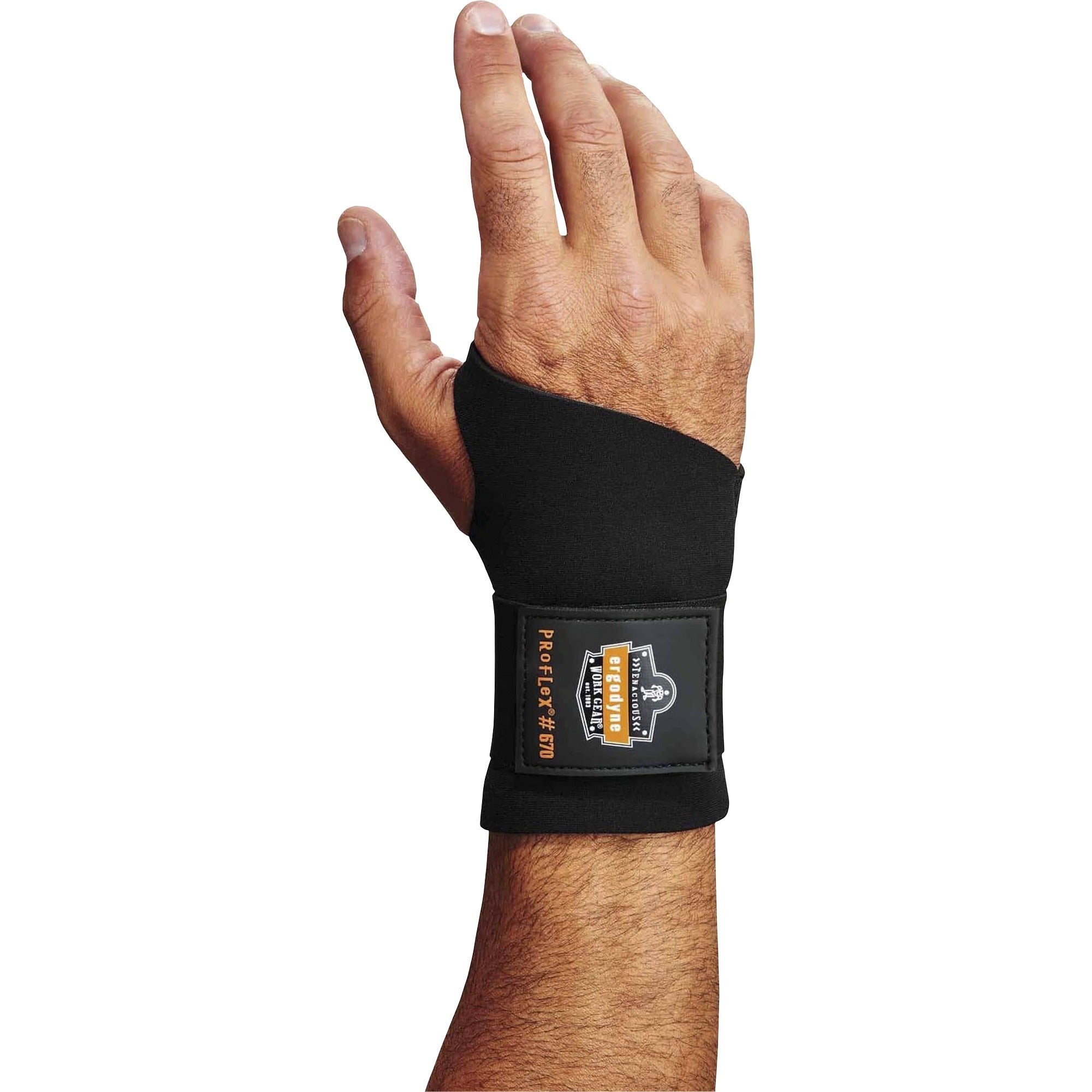 Ergodyne ProFlex 670 Ambidextrous Single Strap Wrist Support, Small, Black, Neoprene/Elastic/Woven, 1 Each
