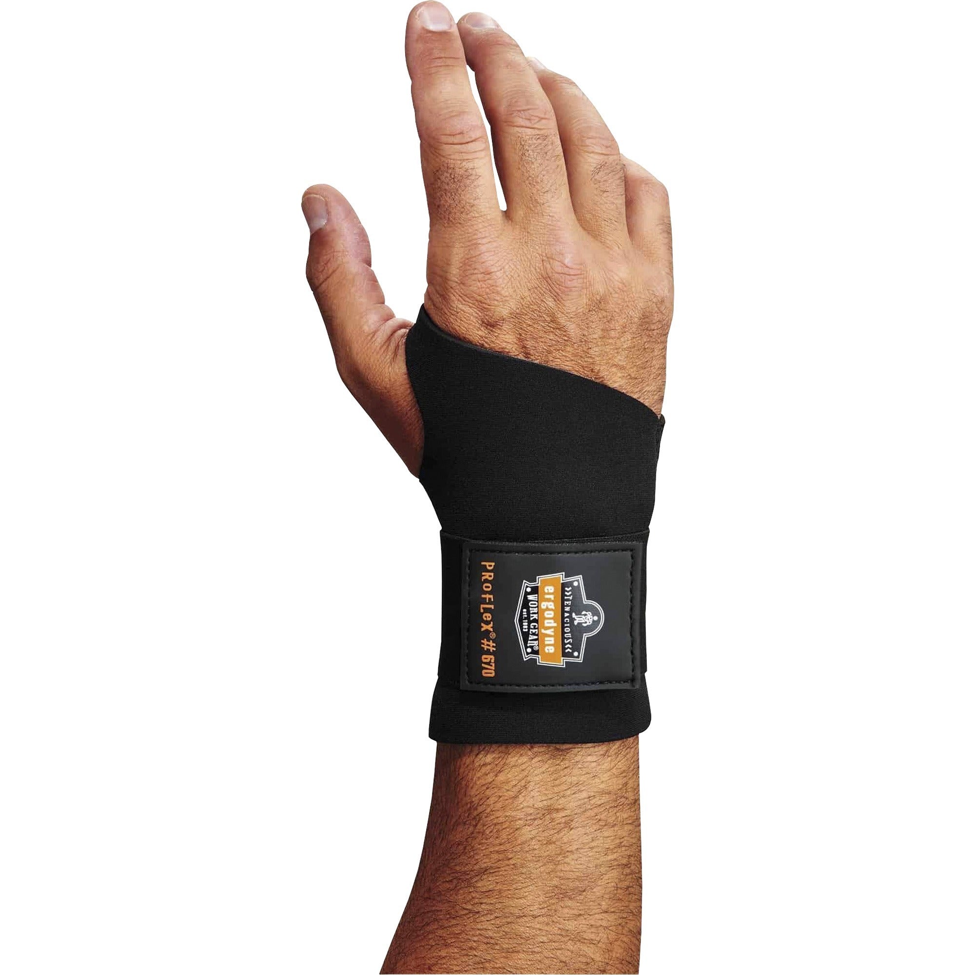 Ergodyne ProFlex 670 Ambidextrous Single Strap Wrist Support, Medium, Black, Neoprene/Elastic/Woven, 1 Each