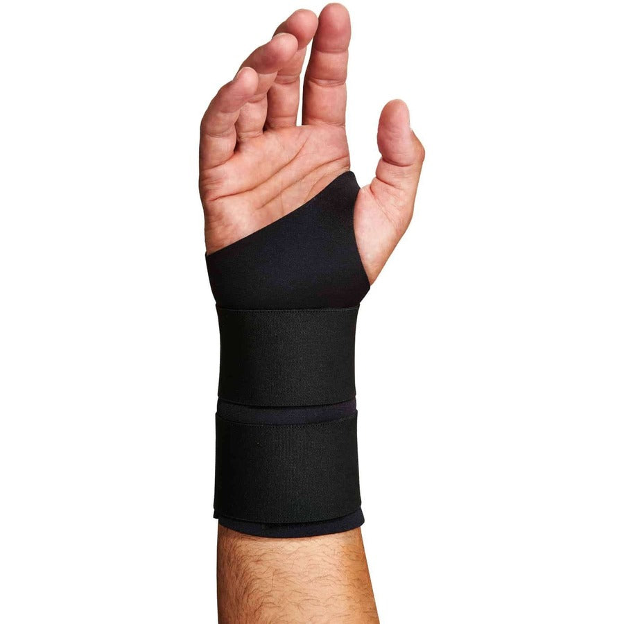 Ergodyne ProFlex 675 Ambidextrous Double Strap Wrist Support, Large, Black, Neoprene, 1 Each