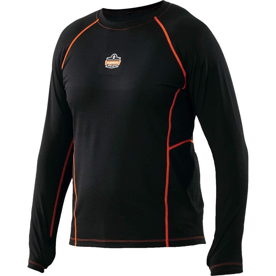 Ergodyne 6435 Thermal Base Layer Long Sleeve Shirt, Medium, Black, Fabric, 1 Each