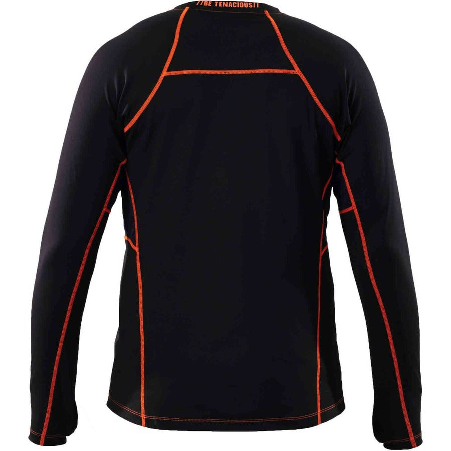 Ergodyne 6435 Thermal Base Layer Long Sleeve Shirt, Large, Black, Fabric, 1 Each