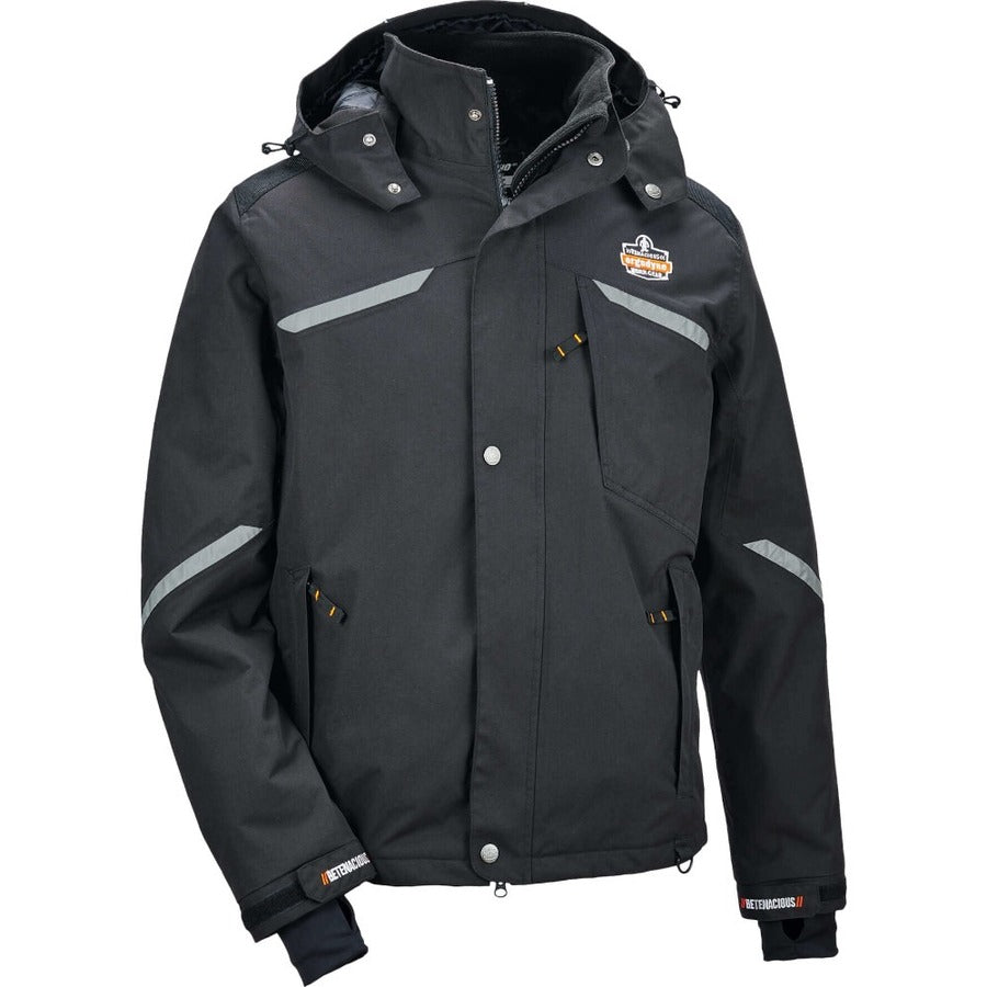 Ergodyne 6466 Thermal Jacket, Small, Black, Nylon, 1 Each