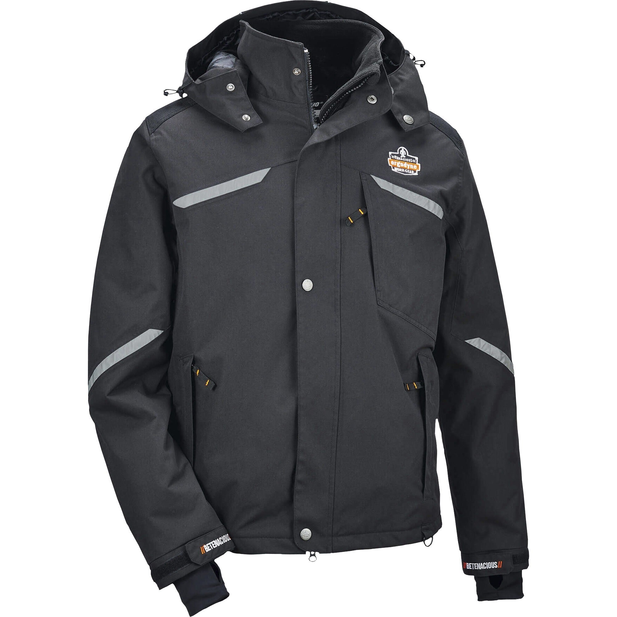 Ergodyne 6466 Thermal Jacket, Medium, Black, Nylon, 1 Each