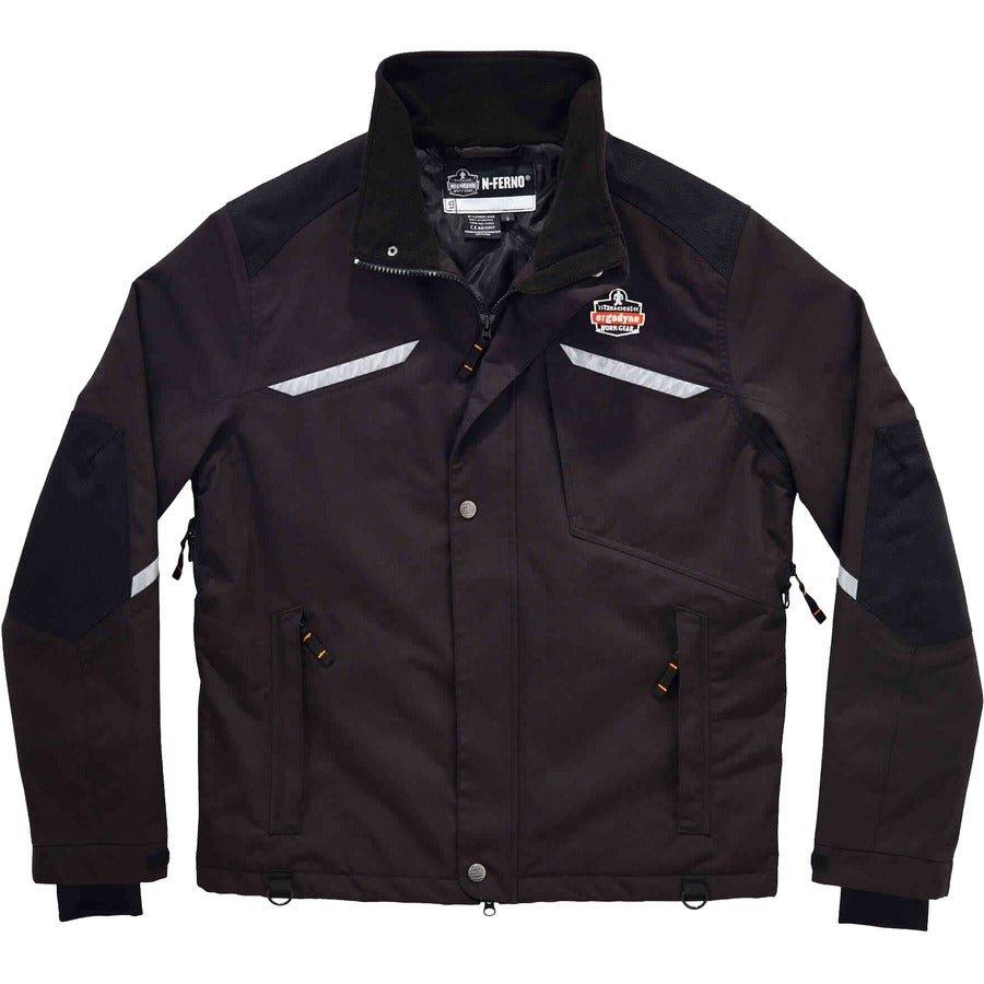 Ergodyne 6466 Thermal Jacket, Large, Black, Nylon, 1 Each