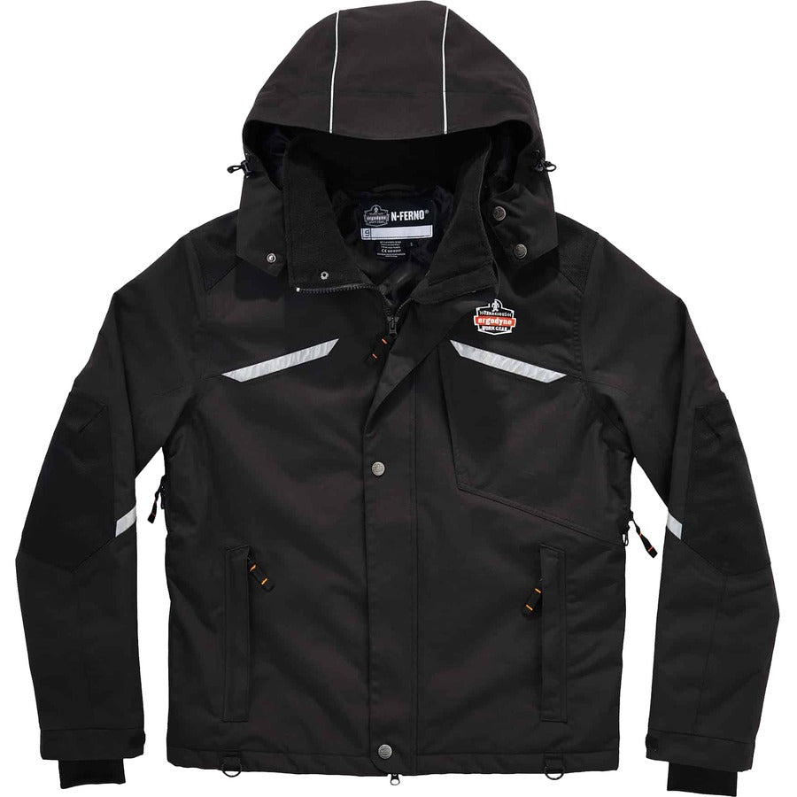 Ergodyne 6466 Thermal Jacket, Large, Black, Nylon, 1 Each