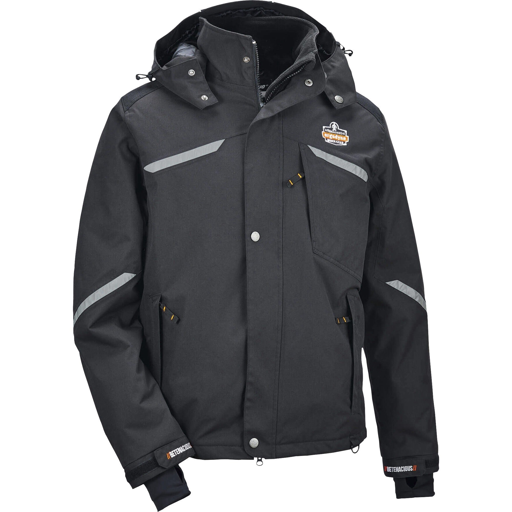 Ergodyne 6466 Thermal Jacket, Large, Black, Nylon, 1 Each