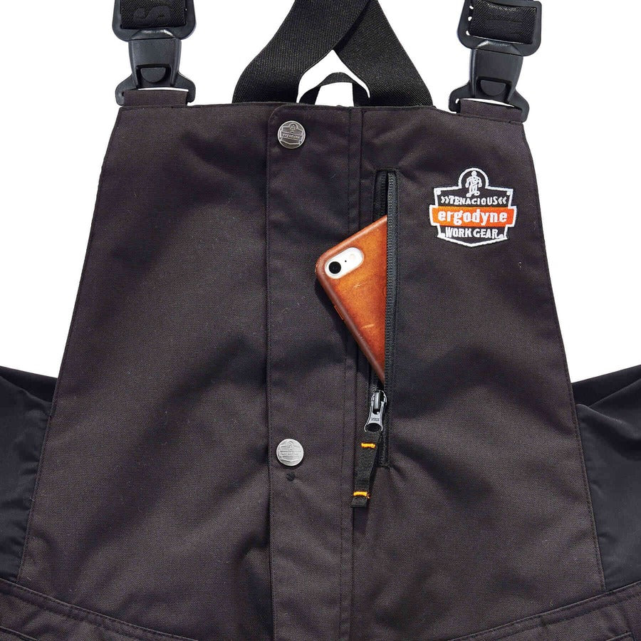 Ergodyne 6471 Thermal Bib Overalls, Small, Black, 1600D & 500D Nylon, 1 Each