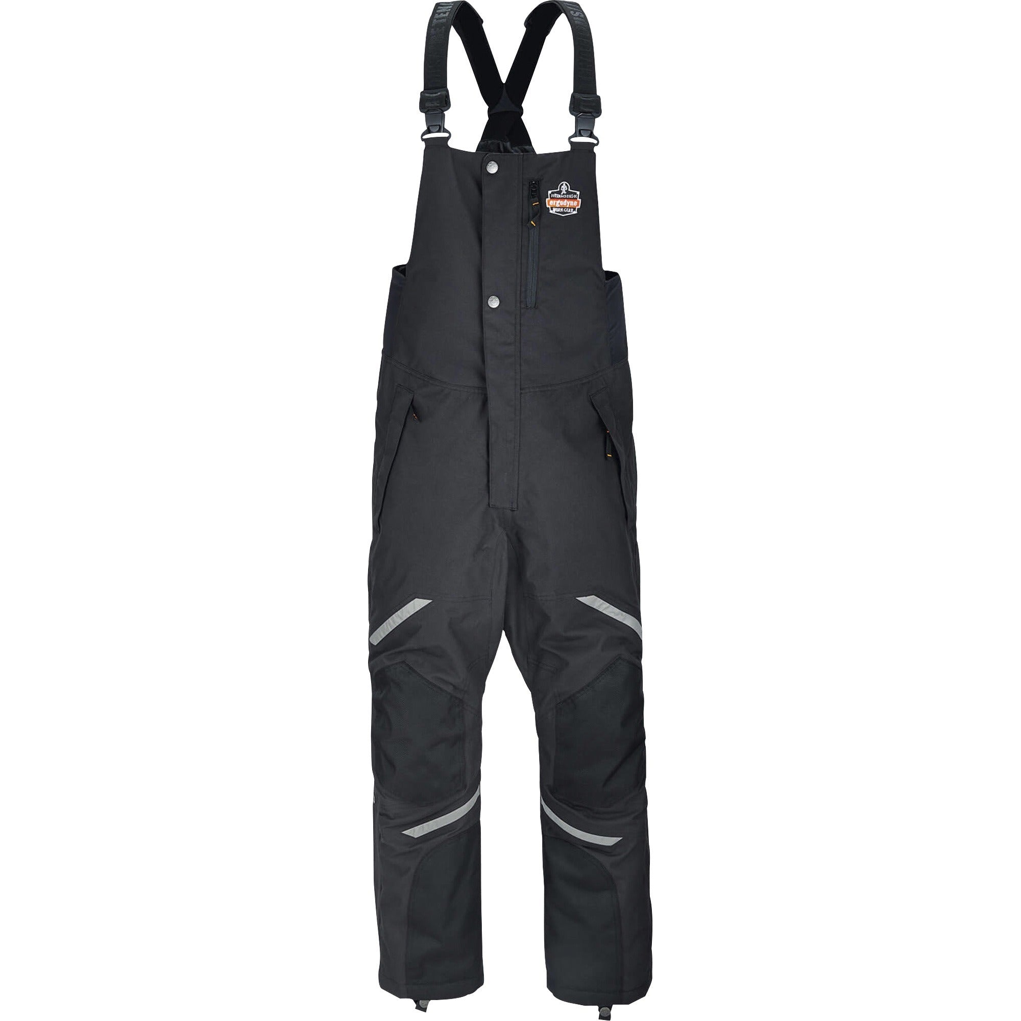 Ergodyne 6471 Thermal Bib Overalls, X-Large, Black, 1600D/500D Nylon, 1 Each, Includes PE Foam Knee/Shin Pads