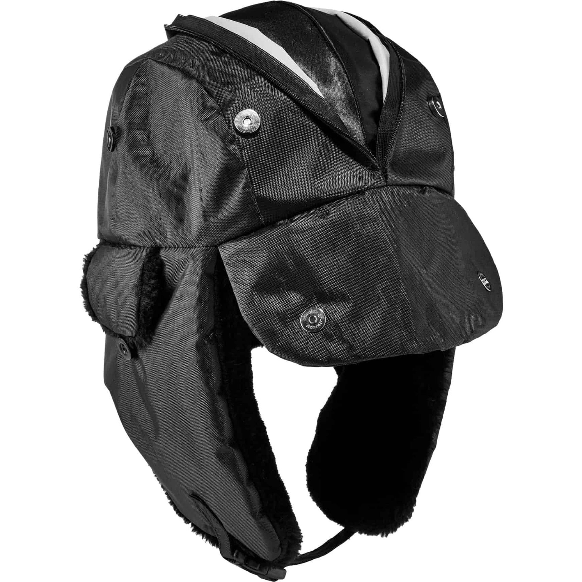 Ergodyne 6802Z Zippered Trapper Hat, Large/Extra Large, Black, Nylon/Oxford Nylon, 1 Each