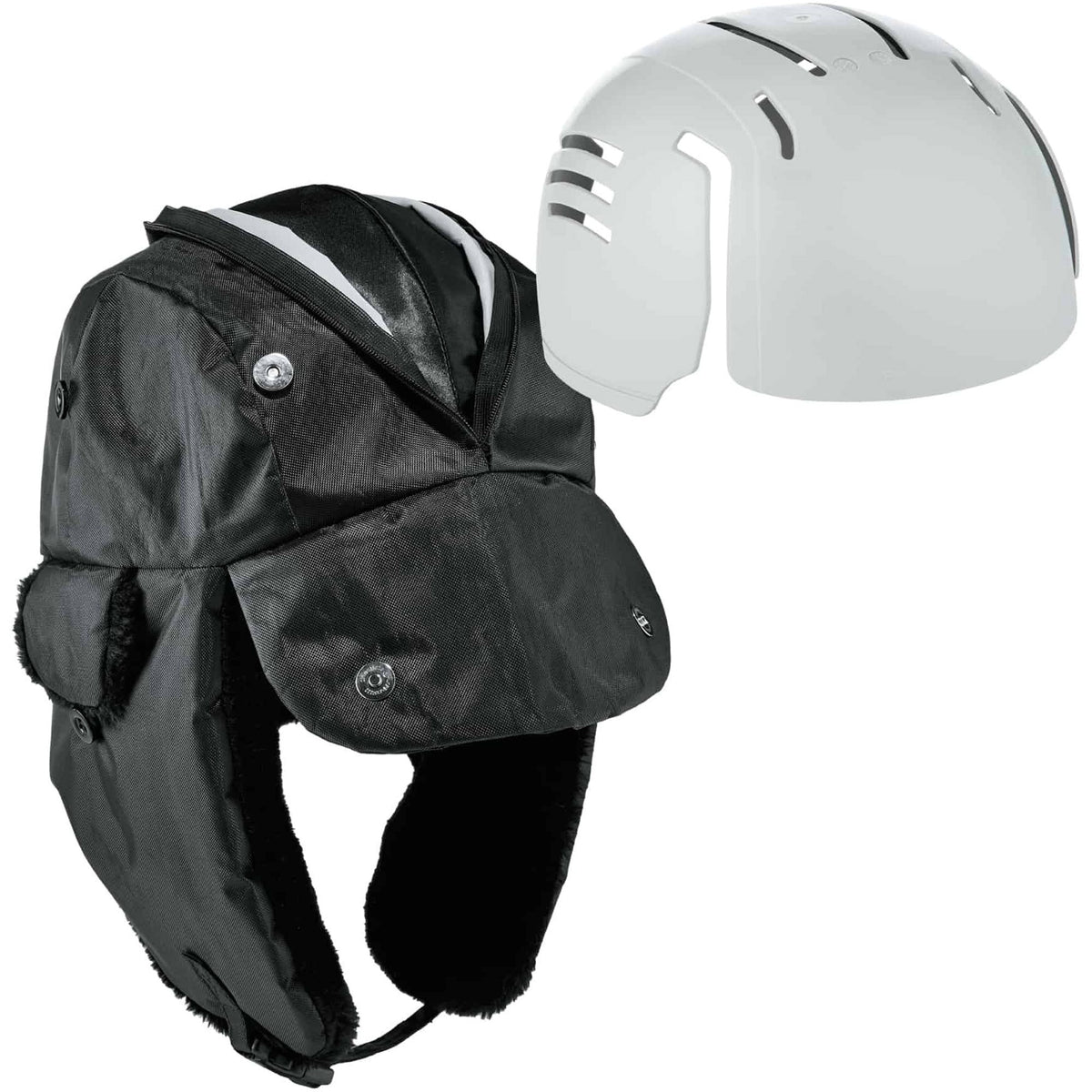 Ergodyne N-Ferno 6802ZI Kit Zipper Trapper Hat with Universal Bump Cap, Small/Medium, Black, Nylon/Oxford Nylon, 1 Each
