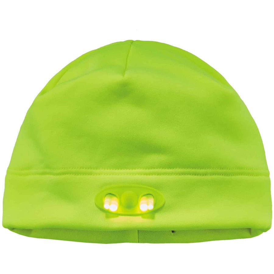 Ergodyne 6804 Skull Cap Beanie Hat with LED Lights, Fleece, Lime, 1 Each