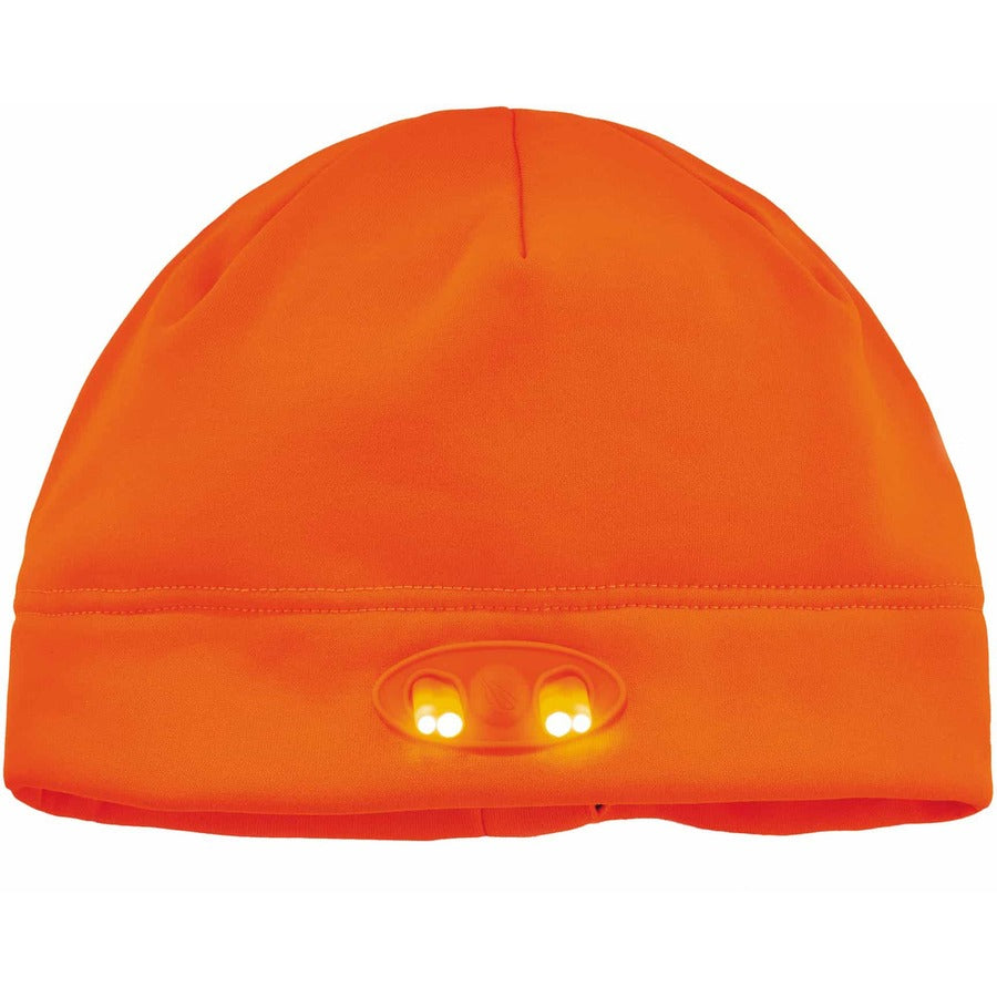 Ergodyne N-Ferno 6804 Skull Cap Beanie Hat with LED Lights, Fleece, Orange, 1 Each