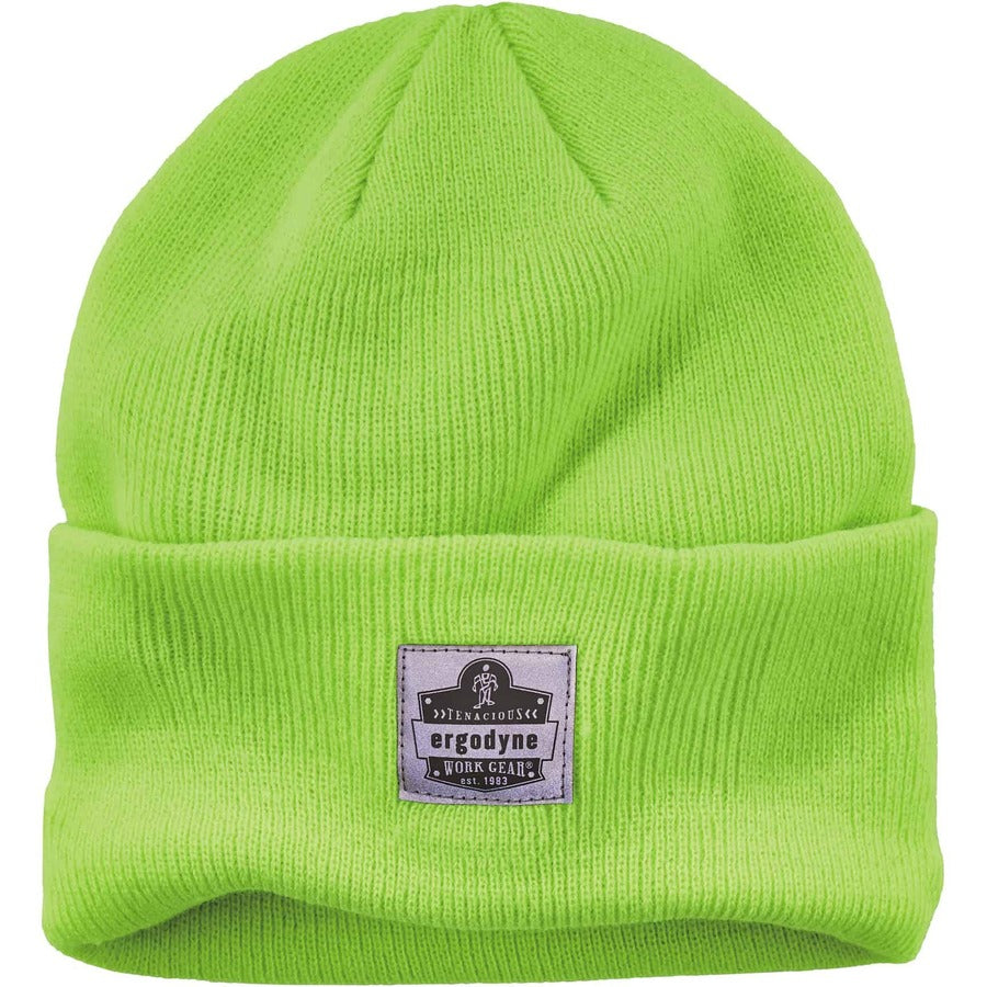 Ergodyne 6806 Cuffed Rib Knit Beanie Hat, Acrylic, Lime, 6 per Carton