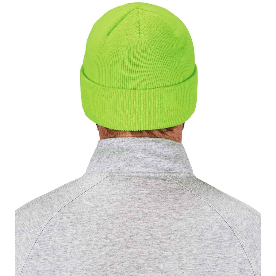 Ergodyne 6806 Cuffed Rib Knit Beanie Hat, Acrylic, Lime, 6 per Carton