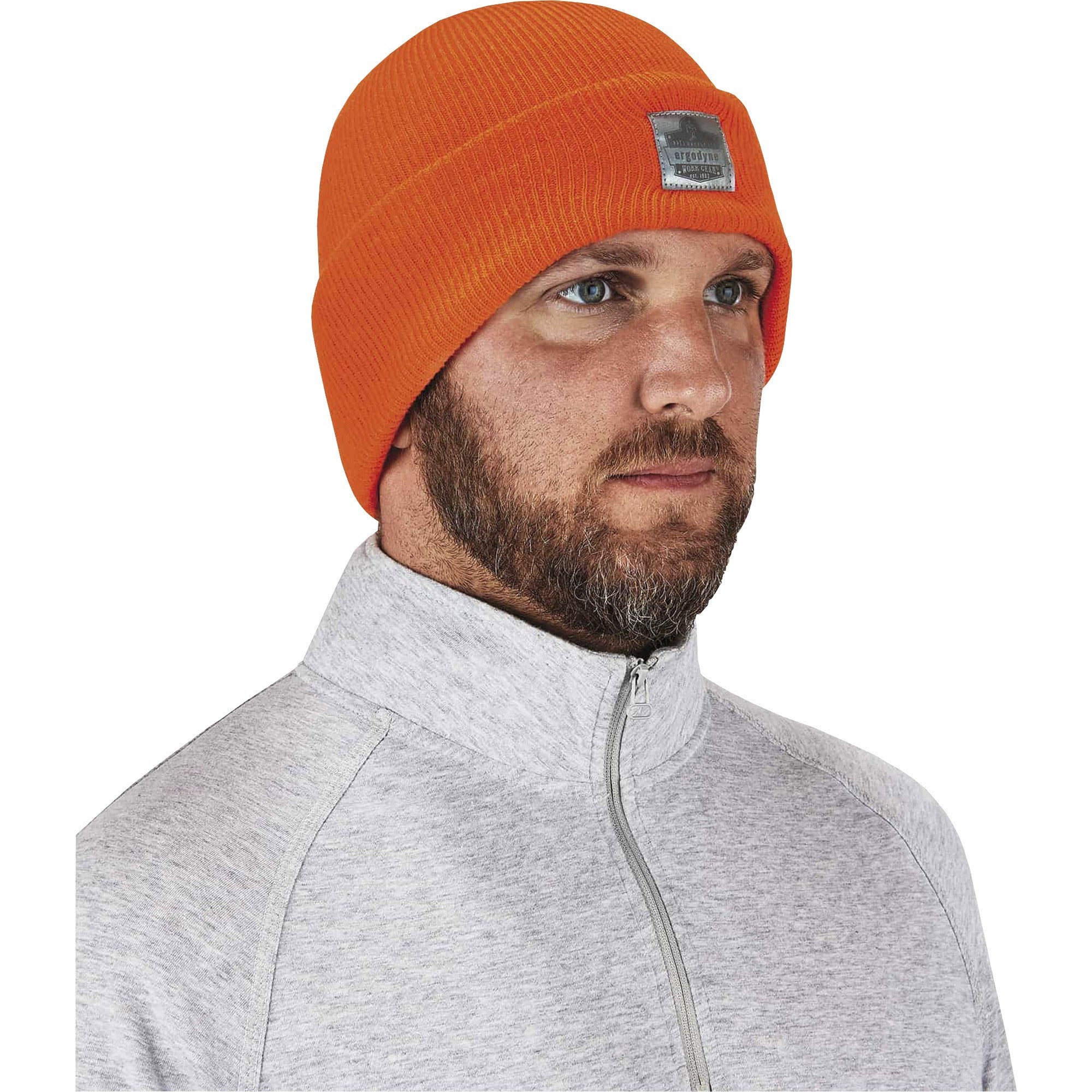 Ergodyne N-Ferno 6806 Cuffed Rib Knit Beanie Hat, Acrylic, Orange, 6 per Carton