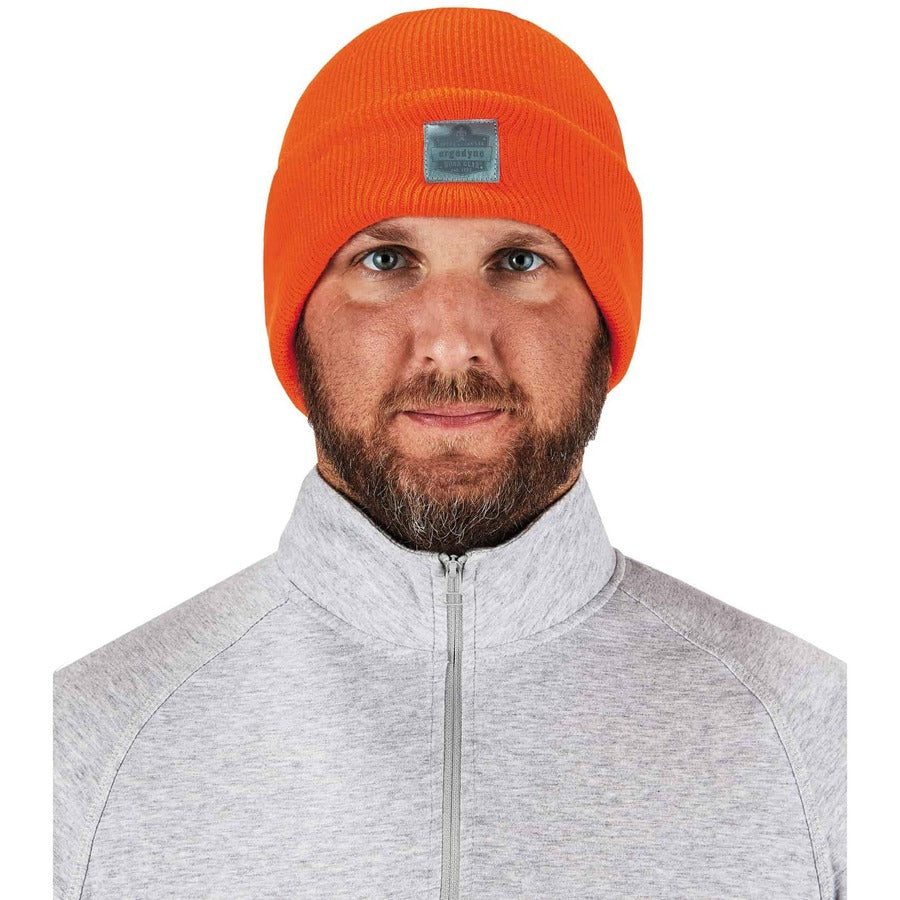 Ergodyne N-Ferno 6806 Cuffed Rib Knit Beanie Hat, Acrylic, Orange, 6 per Carton